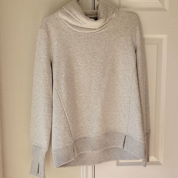 Athleta Sweatshirt XXS Heather Gray Turtleneck Pullover - Picture 2 of 5